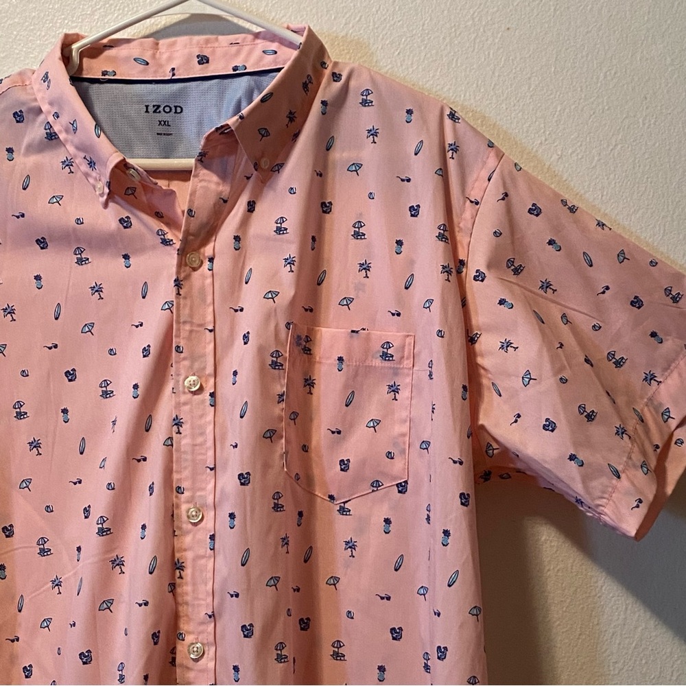 Izod Pink Casual Button Down Shirt Mens Size‎ XXL Tropical